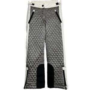 Moncler Quilted Ski Snow Pant Flat Front Waterproof Insulated Off White Black 8Y